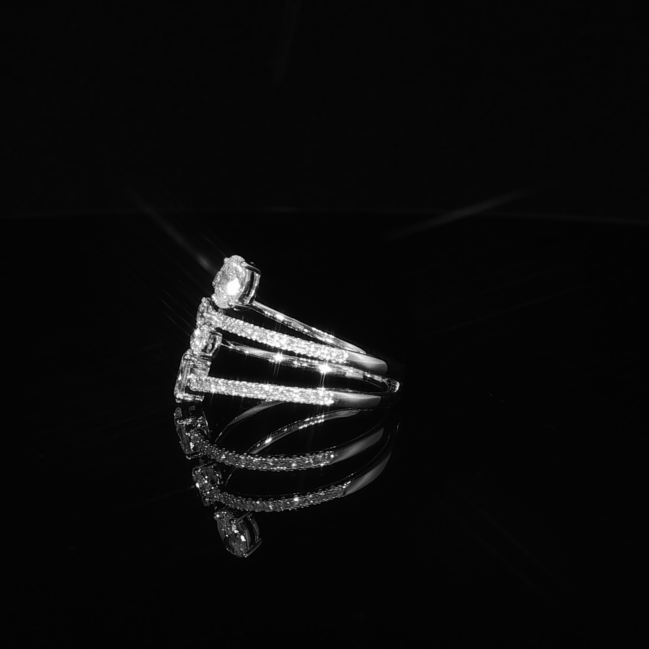 White Gold Diamond Multi-Stone Bypass Ring – 0.95 CTW | IRG0651