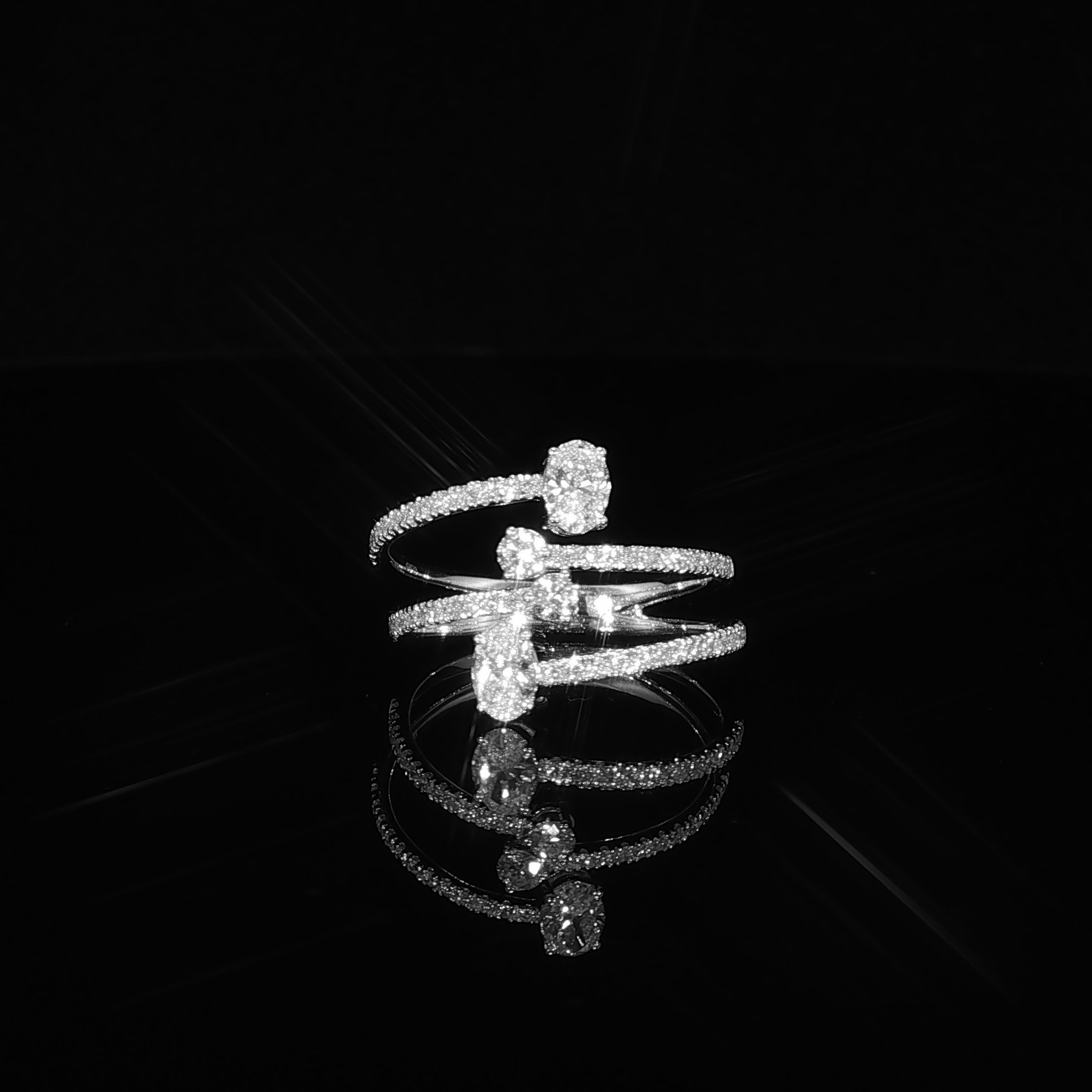 White Gold Diamond Multi-Stone Bypass Ring – 0.95 CTW | IRG0651