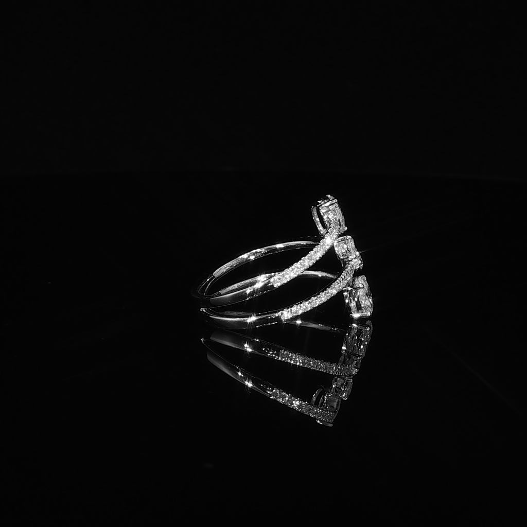 White Gold Diamond Multi-Stone Bypass Ring – 0.95 CTW | IRG0651