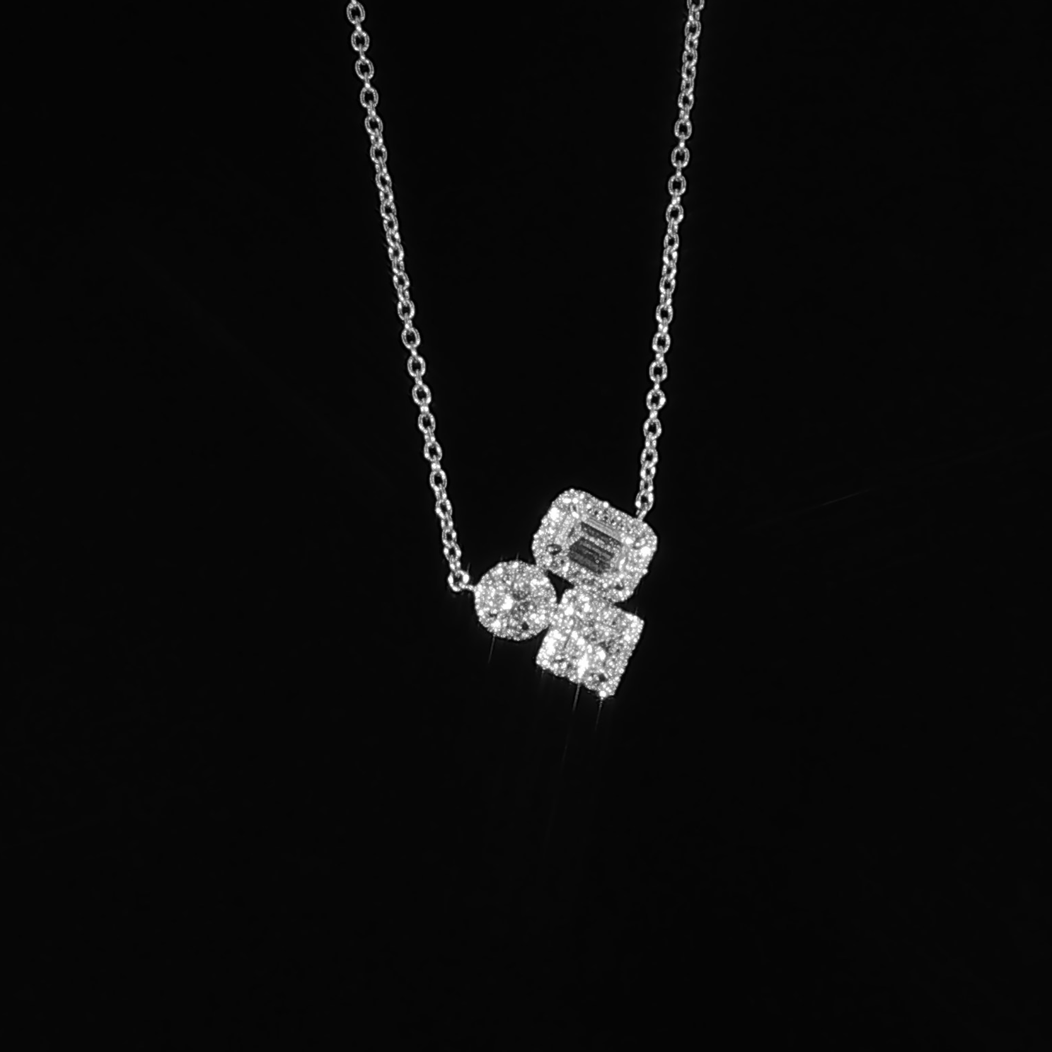 Multi-Shape Diamond Cluster Necklace – 0.83 CTW E VS1 | ISP0119Z