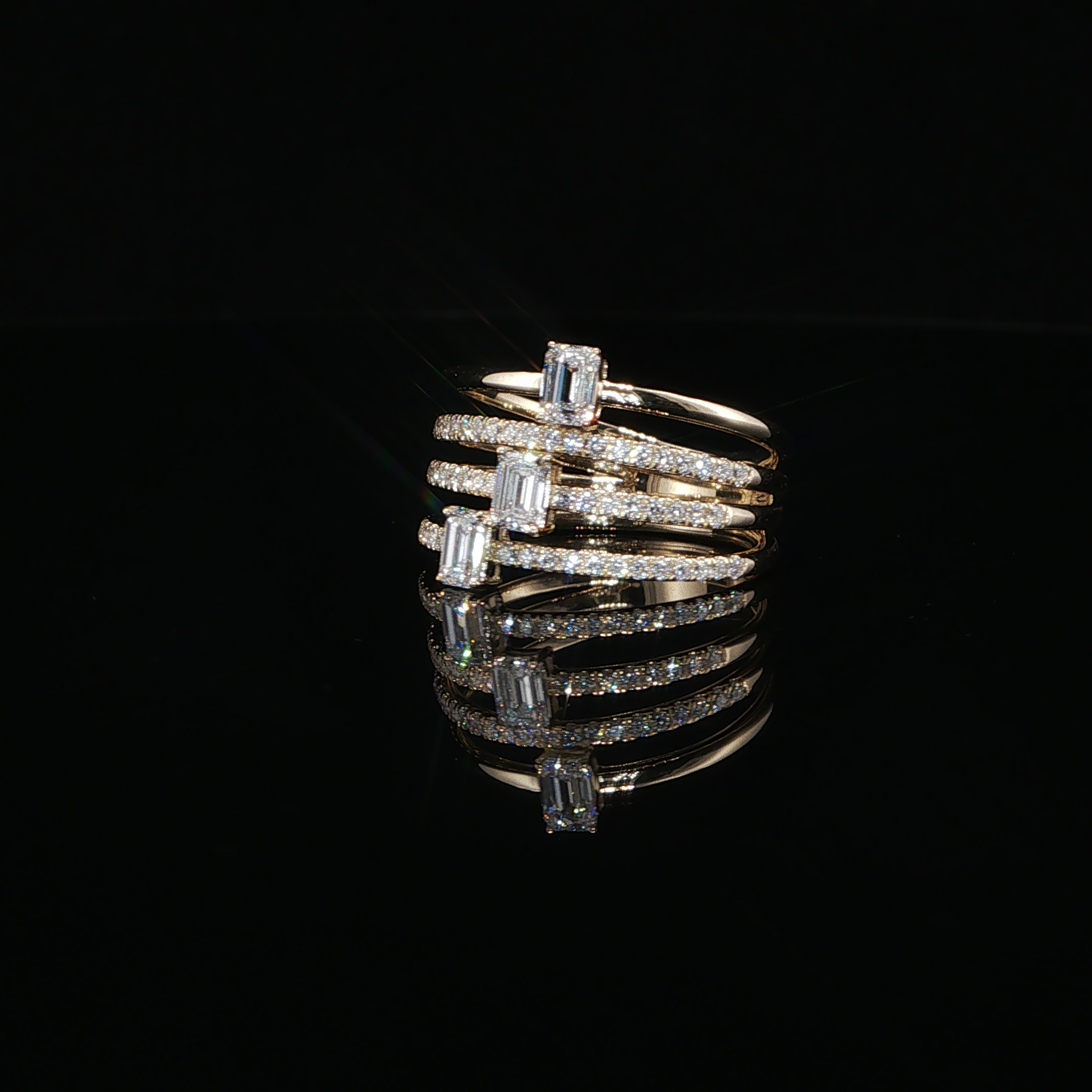 Yellow Gold Multi-Band Diamond Stackable Ring – 1.10 CTW E VS1 | IRG0549