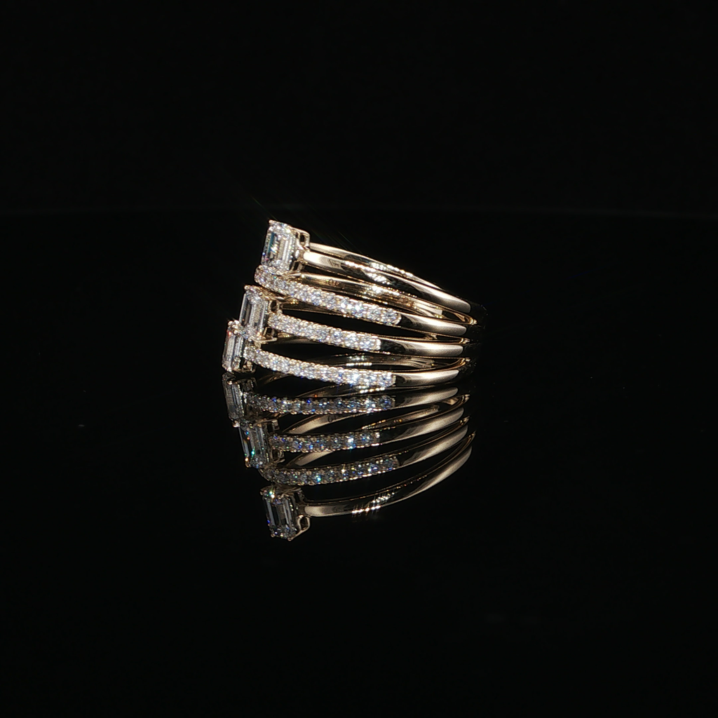 Yellow Gold Multi-Band Diamond Stackable Ring – 1.10 CTW E VS1 | IRG0549