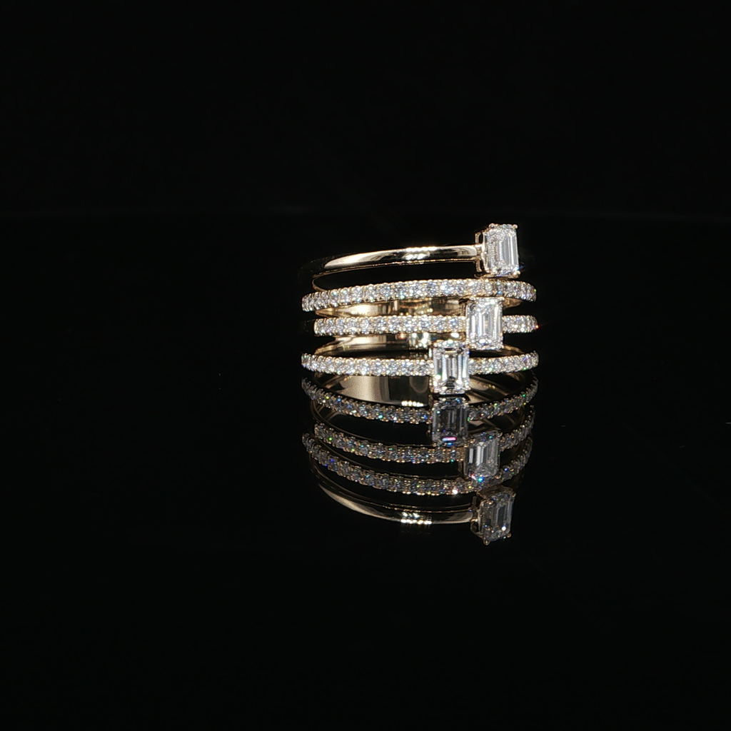 Yellow Gold Multi-Band Diamond Stackable Ring – 1.10 CTW E VS1 | IRG0549