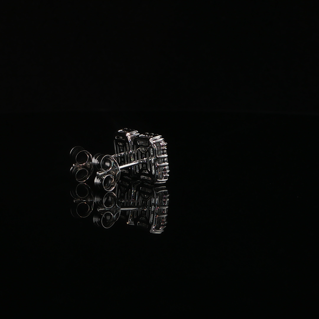 Emerald Cut Diamond Halo Stud Earrings – 1.78 CTW E VS1 | ISE0097Z