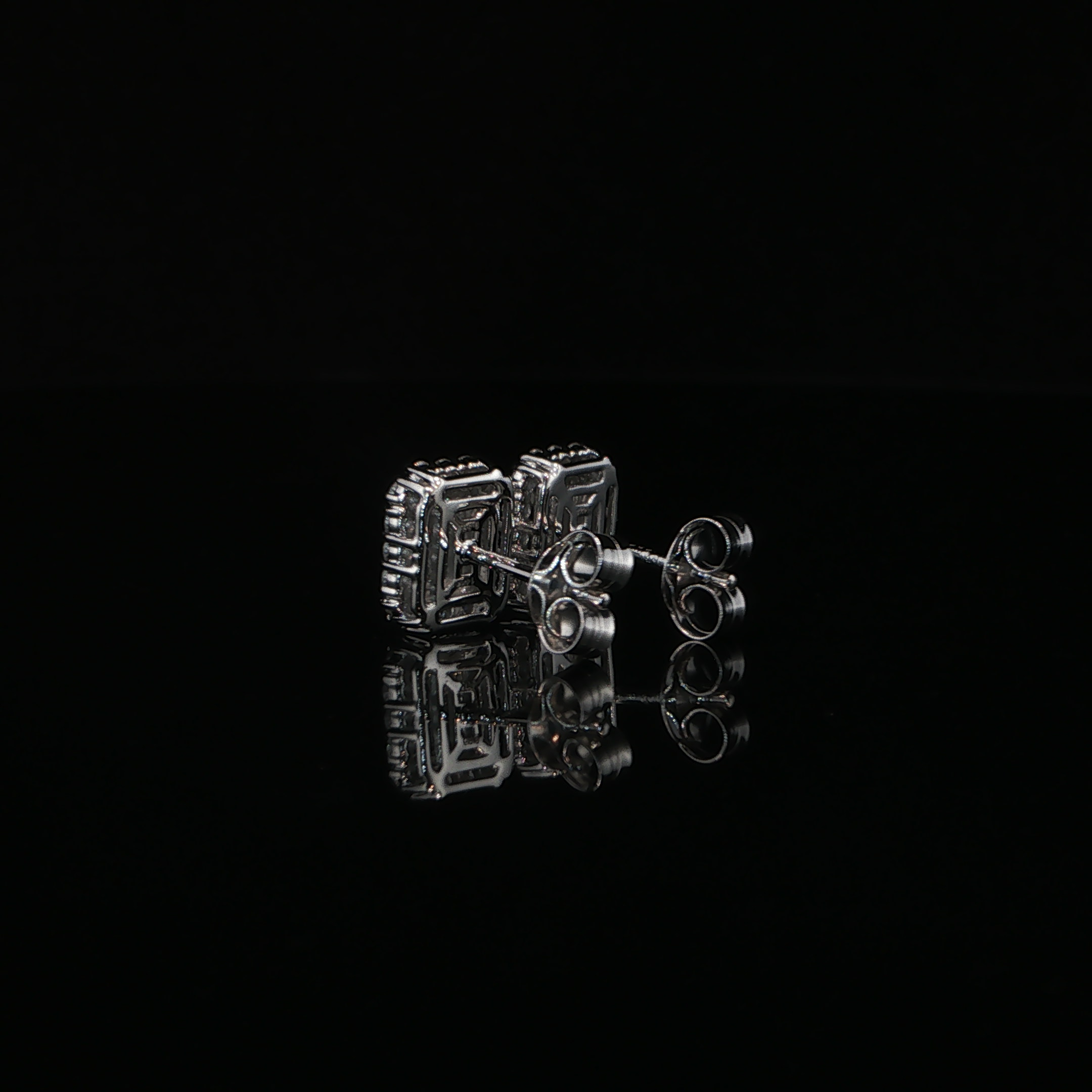 Emerald Cut Diamond Halo Stud Earrings – 1.78 CTW E VS1 | ISE0097Z