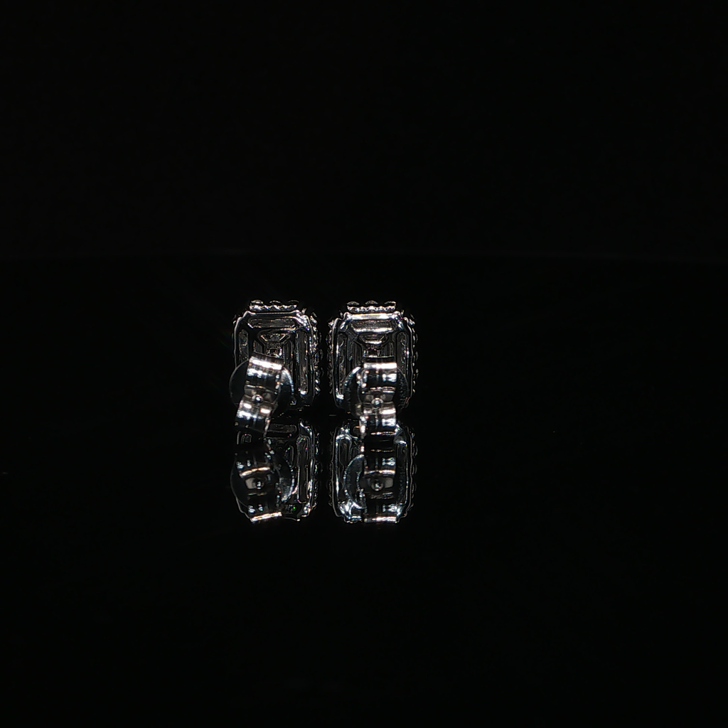 Emerald Cut Diamond Halo Stud Earrings – 1.78 CTW E VS1 | ISE0097Z