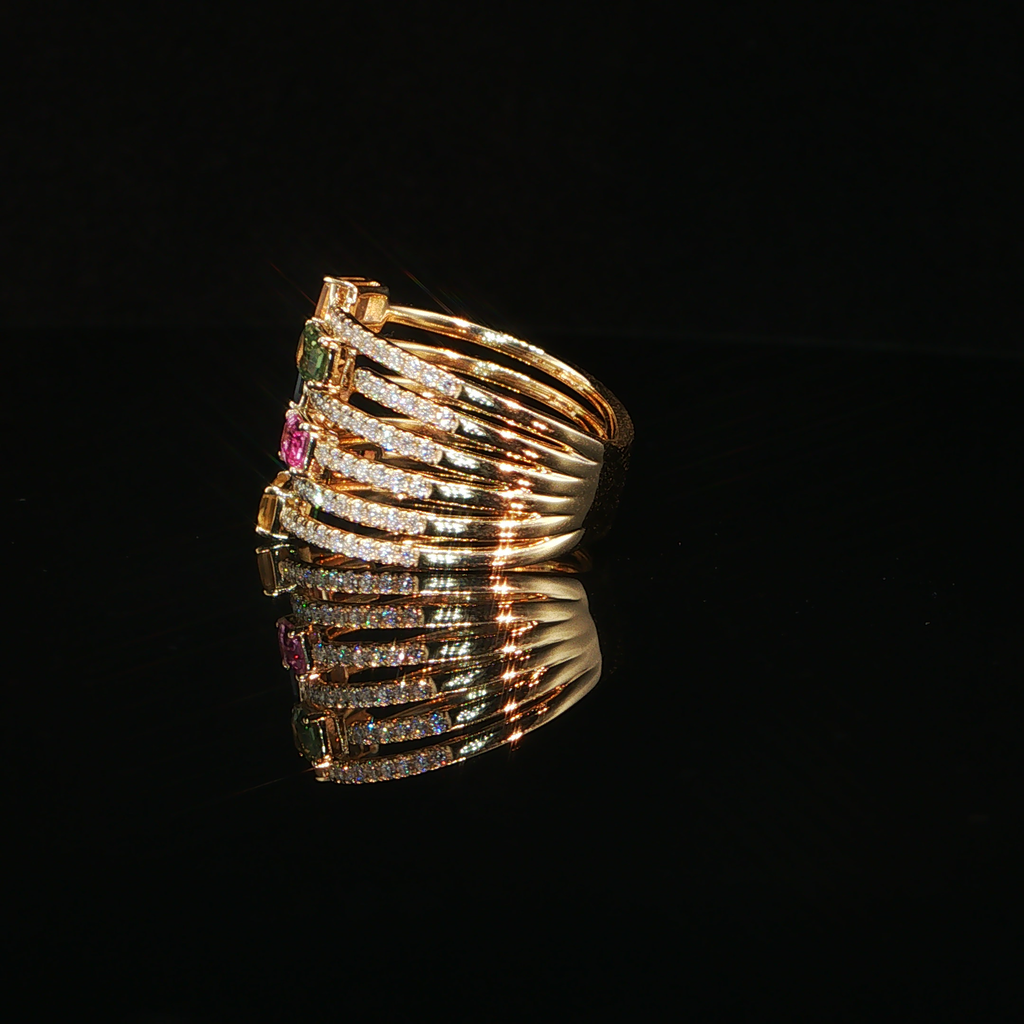 Rose Gold Multi-Band Stackable Ring with Ruby Accents – 0.78 CTW Diamond & 1.76 CTW Ruby | IRG0781