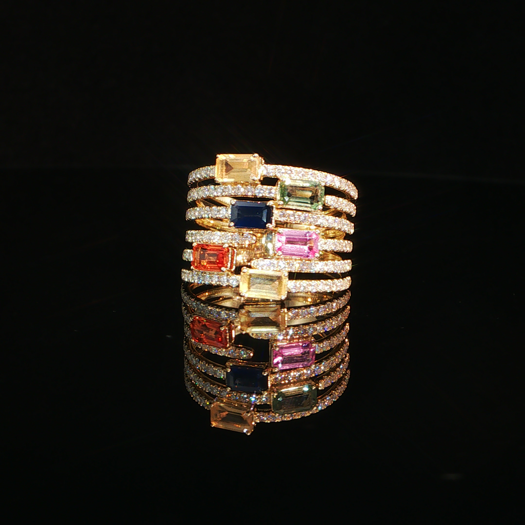Rose Gold Multi-Band Stackable Ring with Ruby Accents – 0.78 CTW Diamond & 1.76 CTW Ruby | IRG0781