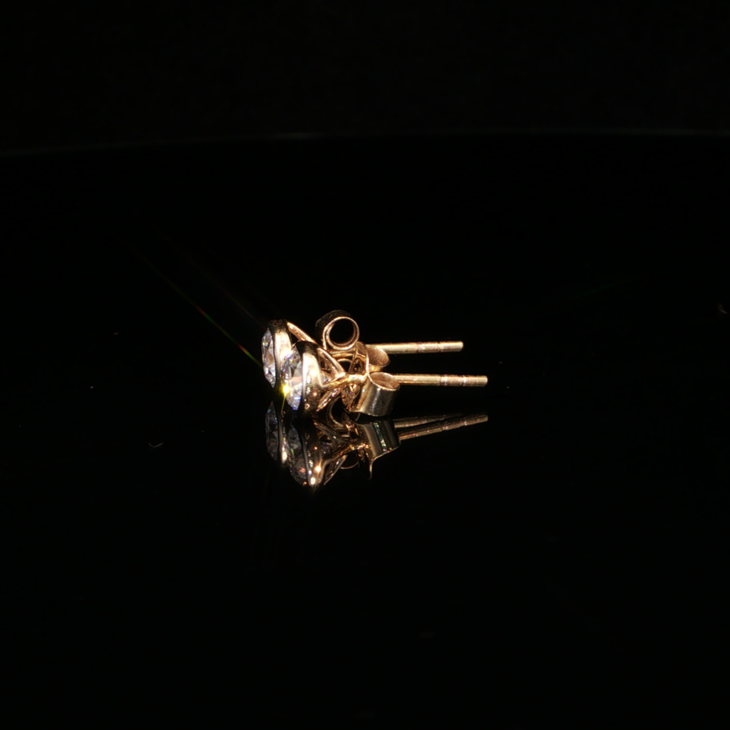 0.87 CTW Round Brilliant Cut Lab-Grown Diamond Bezel Stud Earrings in 14K Yellow Gold