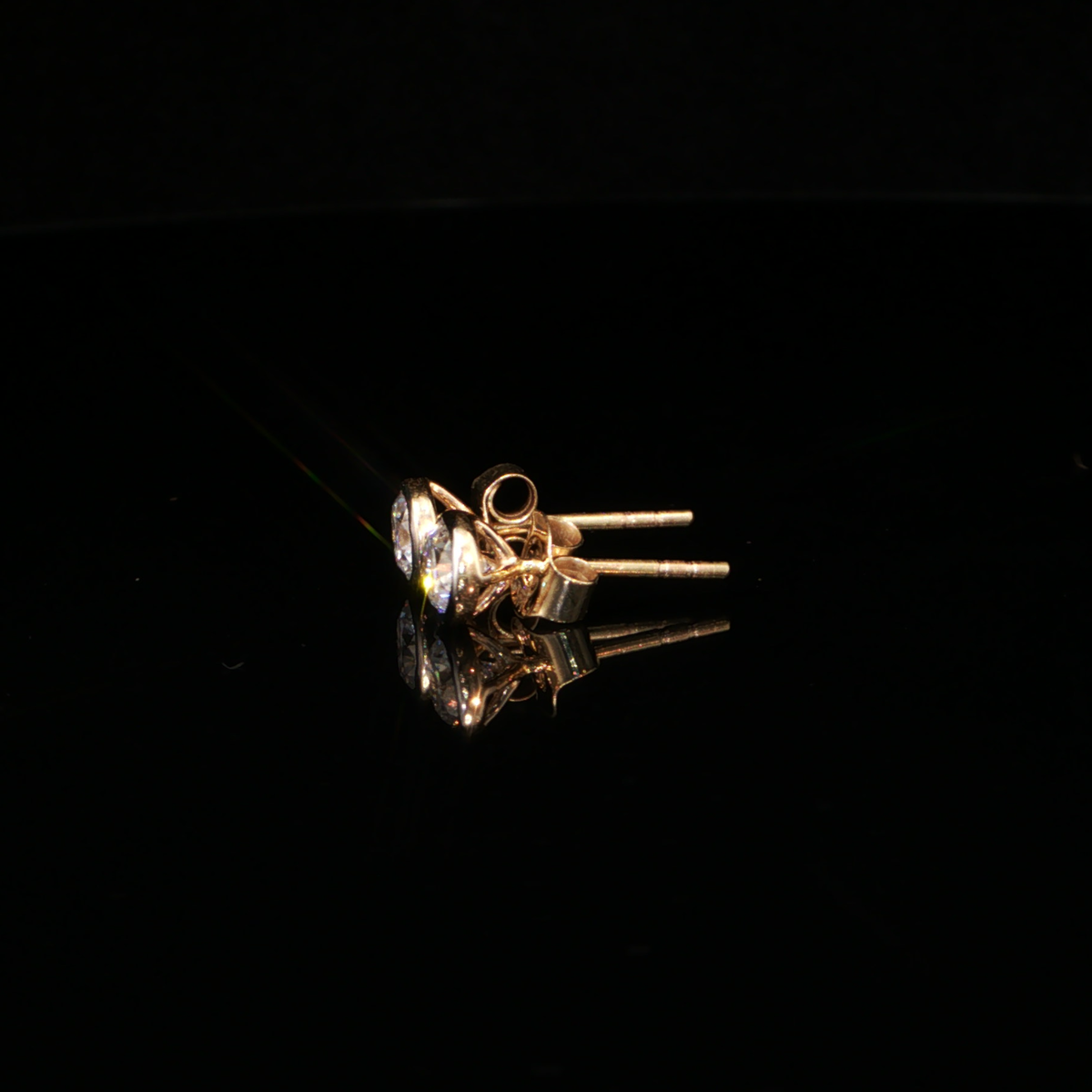 0.87 CTW Round Brilliant Cut Lab-Grown Diamond Bezel Stud Earrings in 14K Yellow Gold