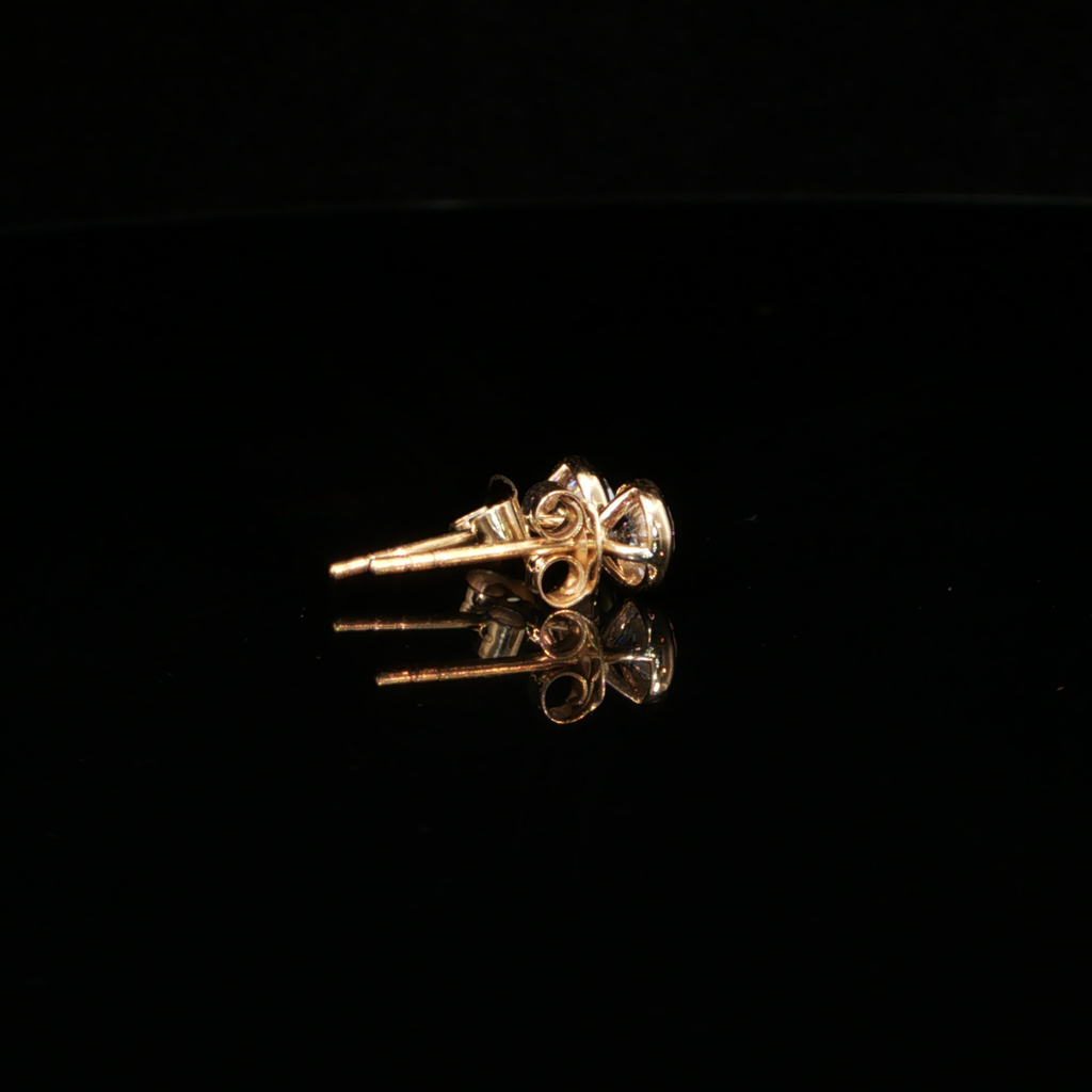 0.87 CTW Round Brilliant Cut Lab-Grown Diamond Bezel Stud Earrings in 14K Yellow Gold