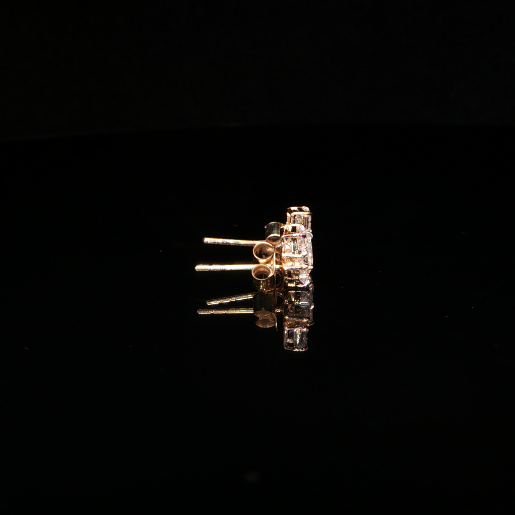 1.32 CTW Multi-Shape Lab-Grown Diamond Cluster Stud Earrings in 14K Yellow Gold