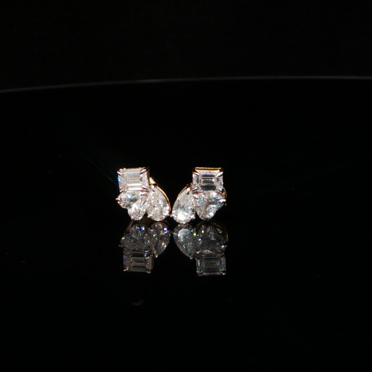1.32 CTW Multi-Shape Lab-Grown Diamond Cluster Stud Earrings in 14K Yellow Gold