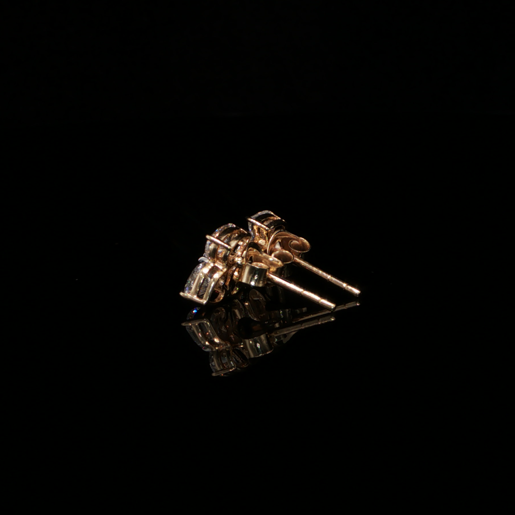 1.32 CTW Multi-Shape Lab-Grown Diamond Cluster Stud Earrings in 14K Yellow Gold