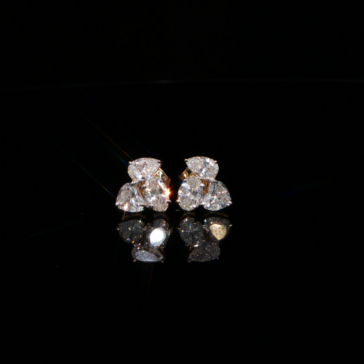 1.32 CTW Multi-Shape Lab-Grown Diamond Cluster Stud Earrings in 14K Yellow Gold
