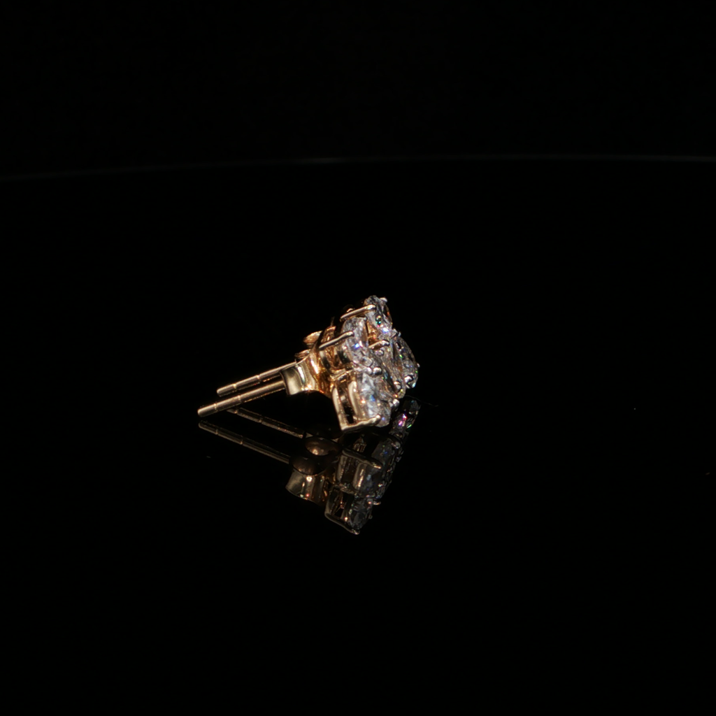 1.32 CTW Multi-Shape Lab-Grown Diamond Cluster Stud Earrings in 14K Yellow Gold