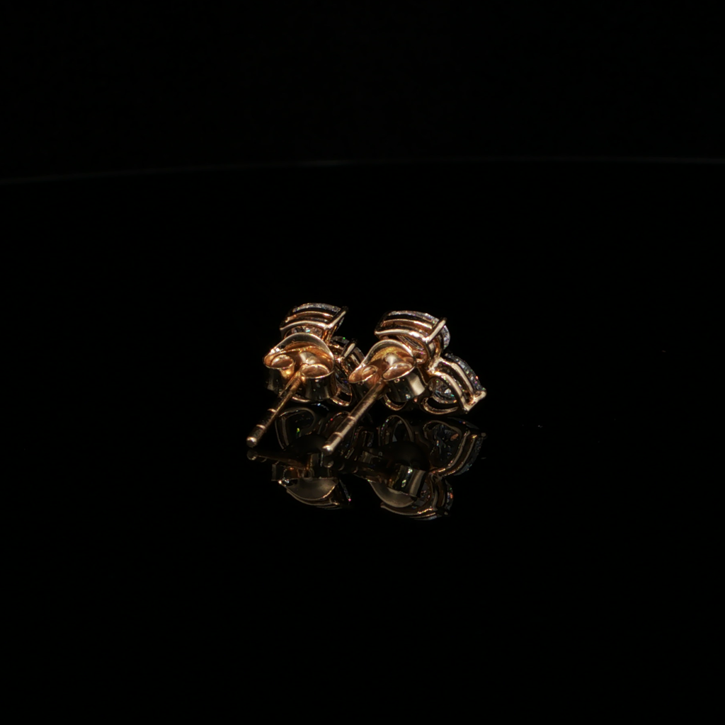 1.32 CTW Multi-Shape Lab-Grown Diamond Cluster Stud Earrings in 14K Yellow Gold