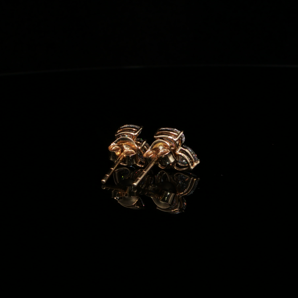1.32 CTW Multi-Shape Lab-Grown Diamond Cluster Stud Earrings in 14K Yellow Gold