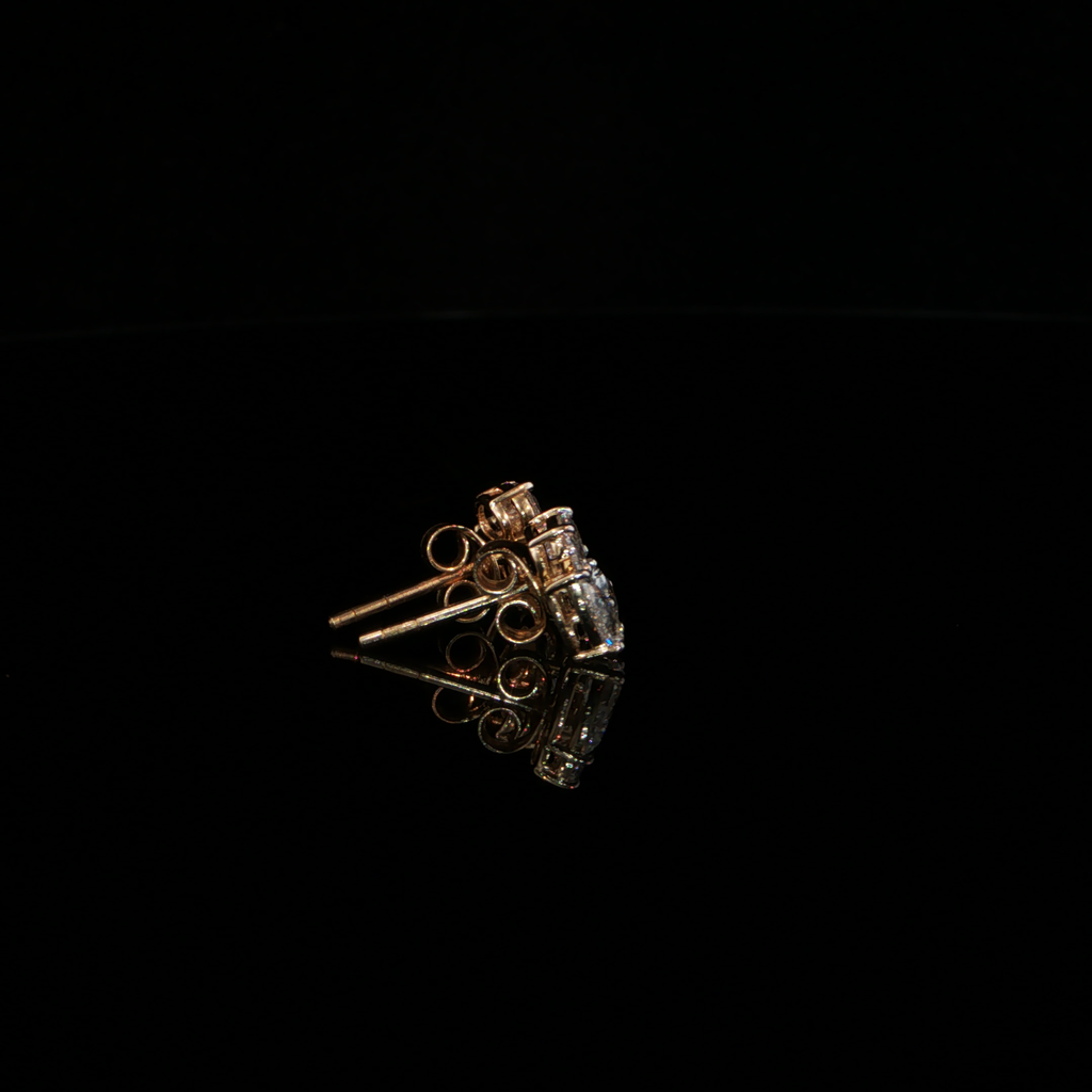 1.43 CTW Multi-Shape Lab-Grown Diamond Cluster Stud Earrings in 14K Yellow Gold