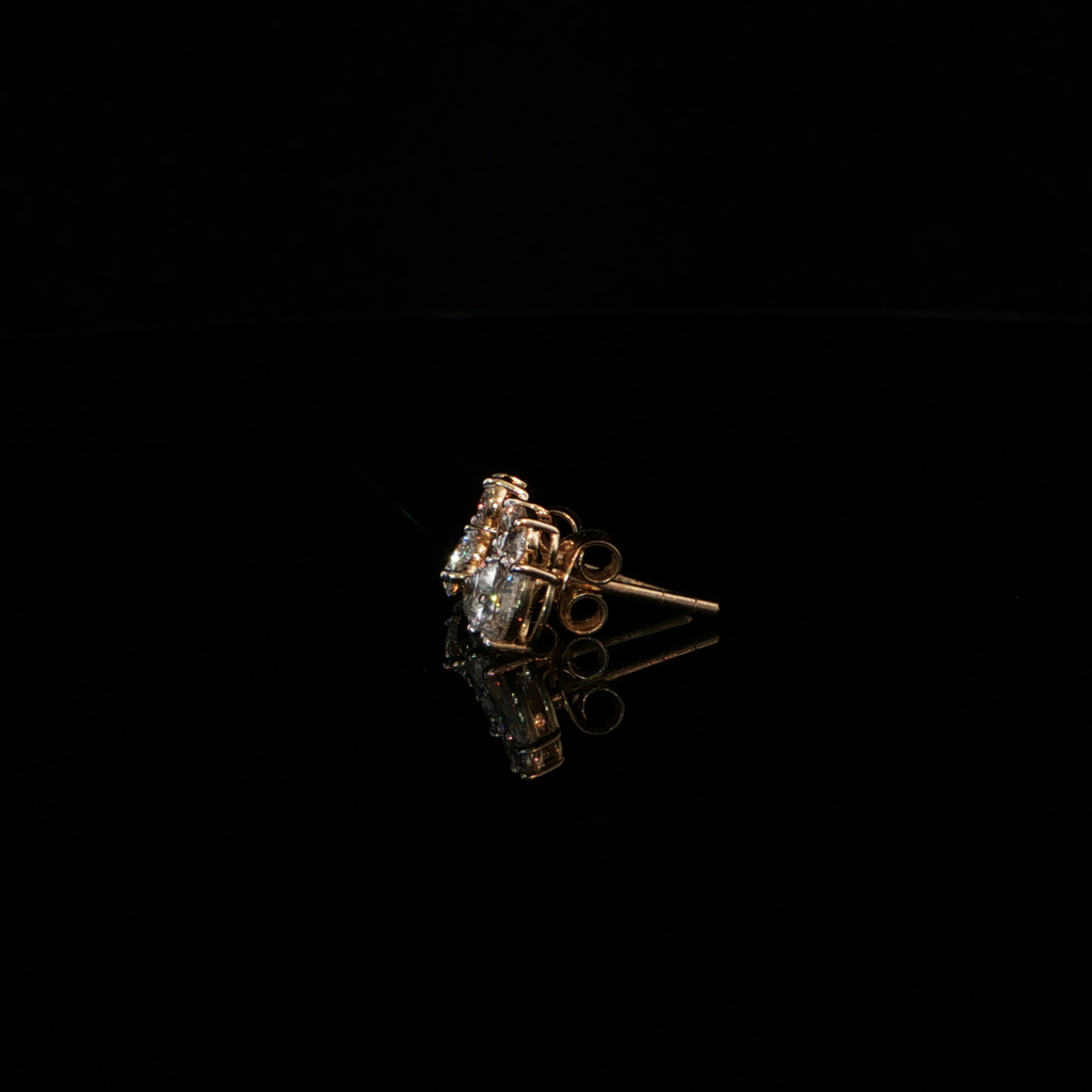1.43 CTW Multi-Shape Lab-Grown Diamond Cluster Stud Earrings in 14K Yellow Gold