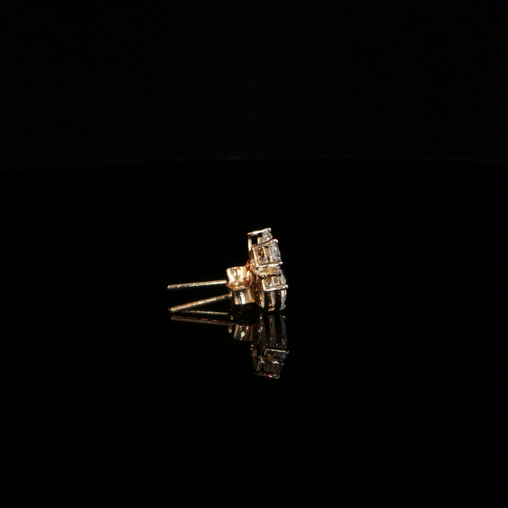 1.56 CTW Multi-Shape Lab-Grown Diamond Cluster Stud Earrings in 14K Yellow Gold
