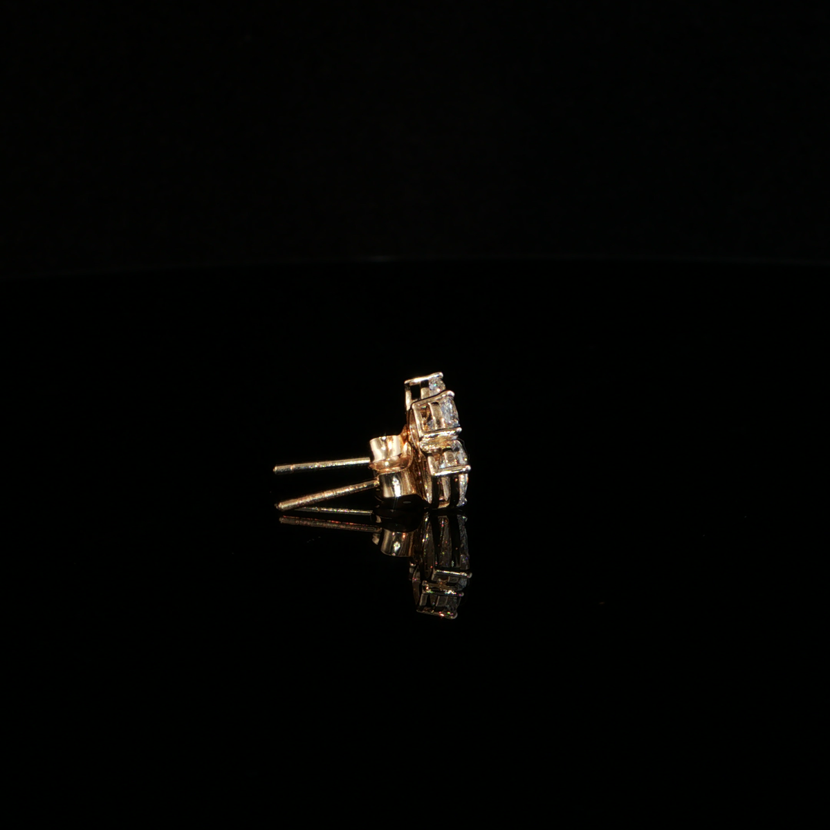 1.56 CTW Multi-Shape Lab-Grown Diamond Cluster Stud Earrings in 14K Yellow Gold