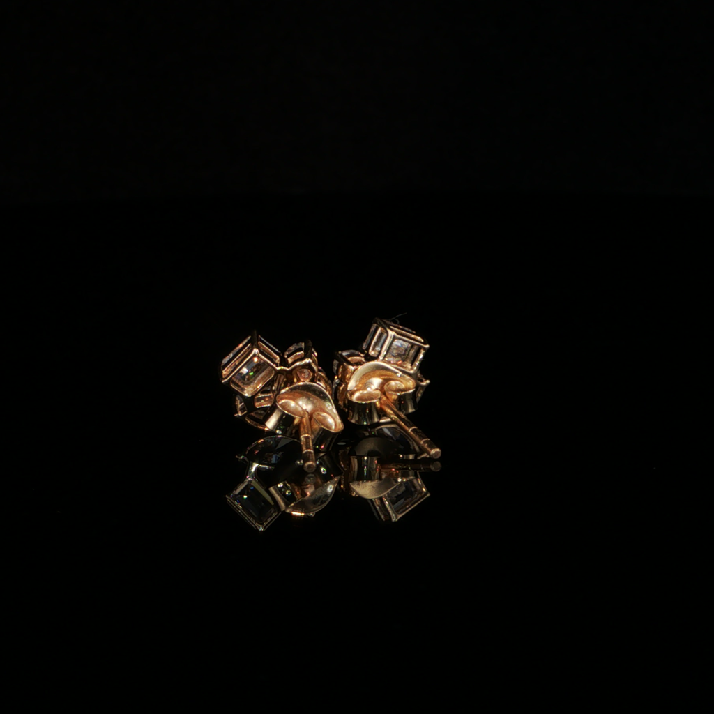 1.29 CTW Multi-Shape Lab-Grown Diamond Cluster Stud Earrings in 14K Yellow Gold