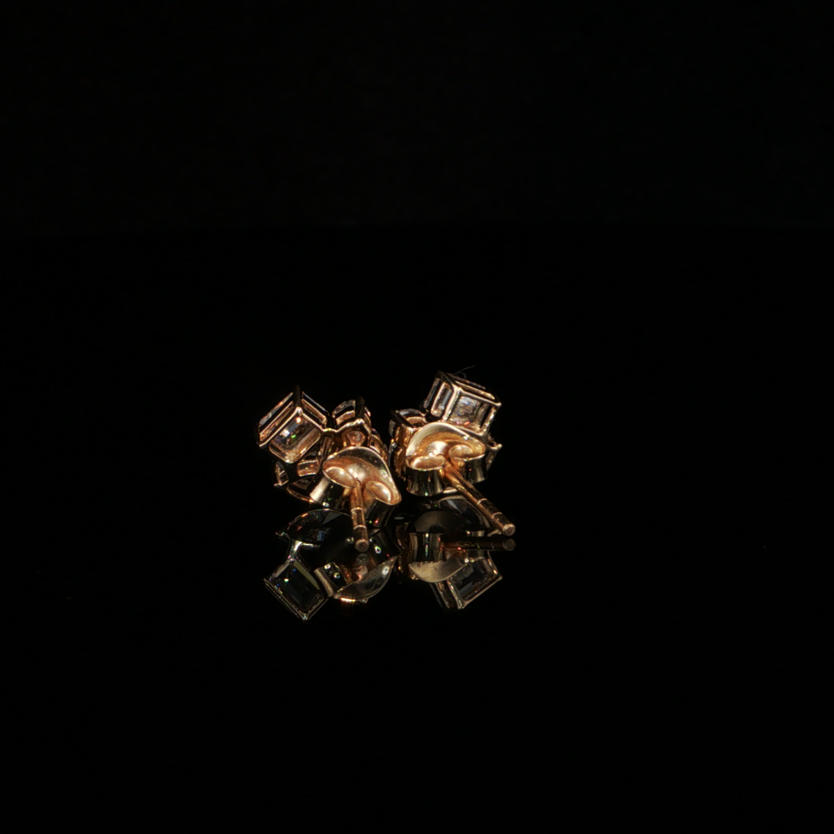 1.29 CTW Multi-Shape Lab-Grown Diamond Cluster Stud Earrings in 14K Yellow Gold