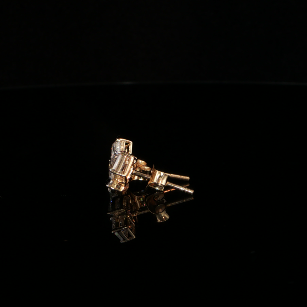 1.29 CTW Multi-Shape Lab-Grown Diamond Cluster Stud Earrings in 14K Yellow Gold