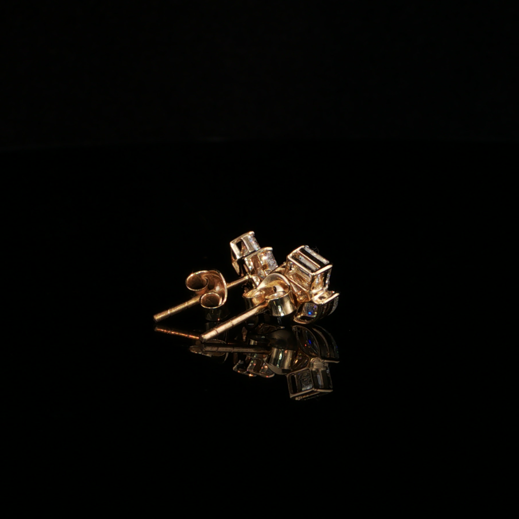 1.29 CTW Multi-Shape Lab-Grown Diamond Cluster Stud Earrings in 14K Yellow Gold