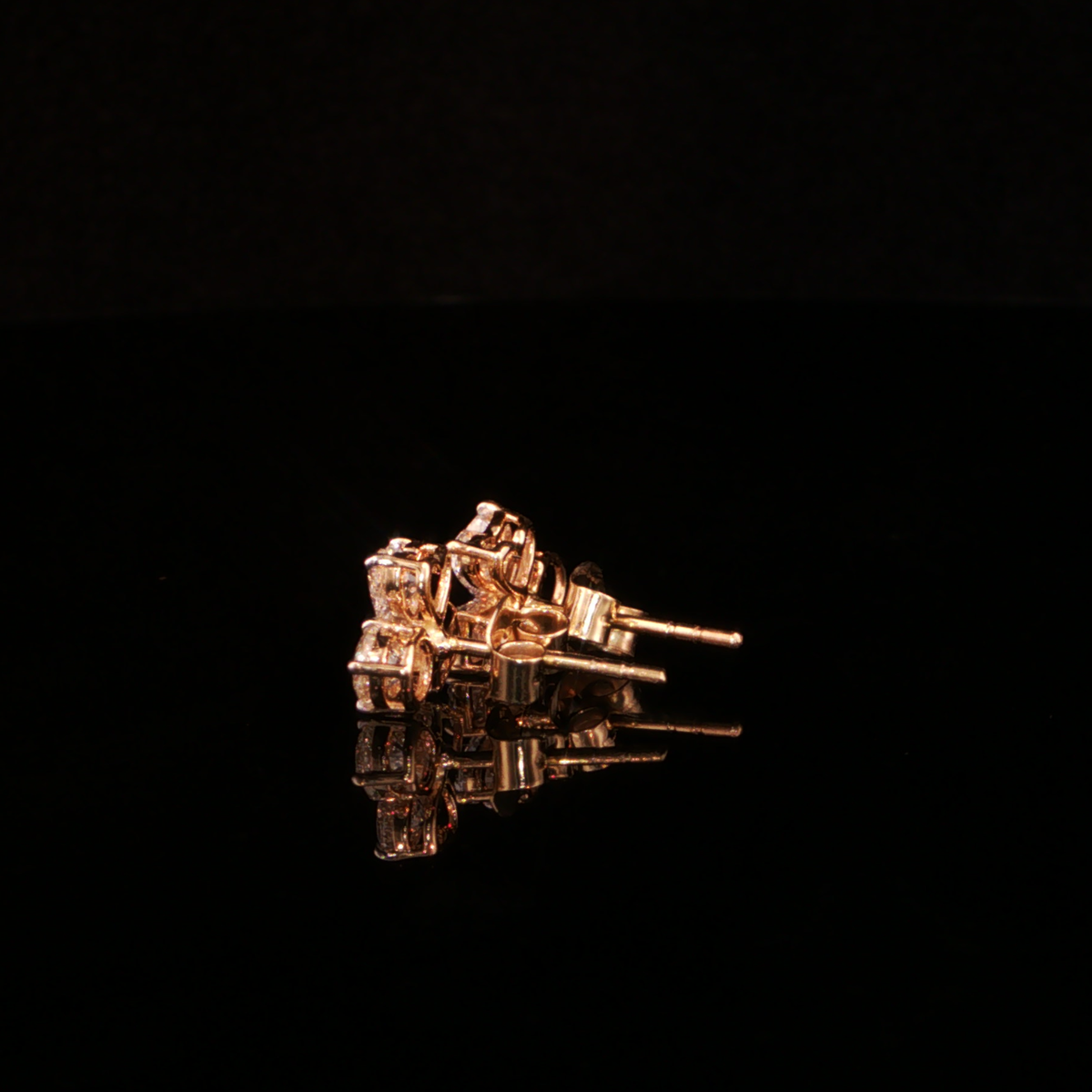1.43 CTW Multi-Shape Lab-Grown Diamond Cluster Stud Earrings in 14K Yellow Gold