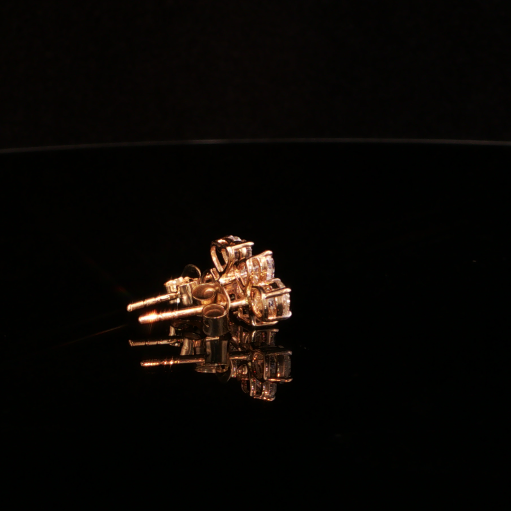1.43 CTW Multi-Shape Lab-Grown Diamond Cluster Stud Earrings in 14K Yellow Gold