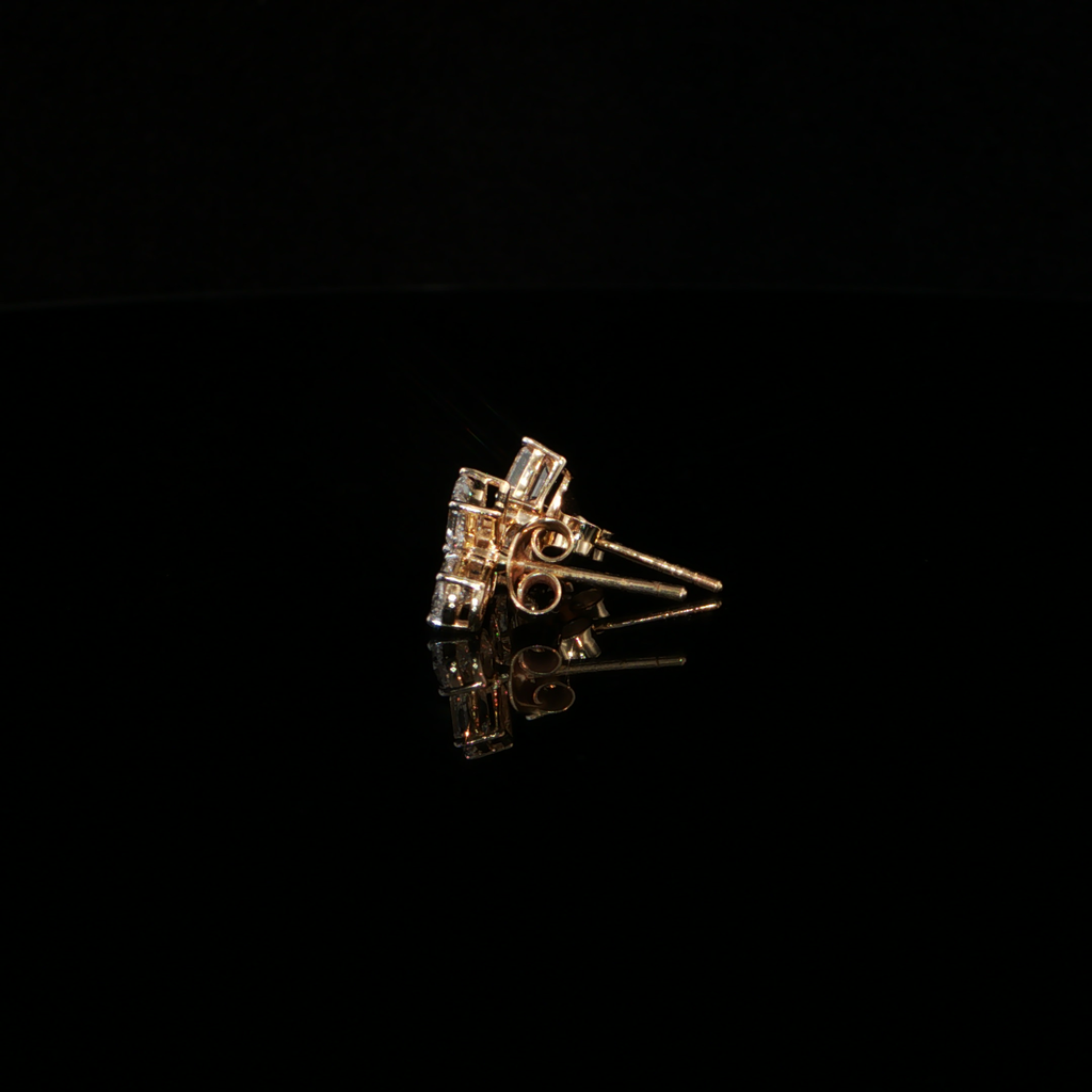 1.41 CTW Multi-Shape Lab-Grown Diamond Cluster Stud Earrings in 14K Yellow Gold