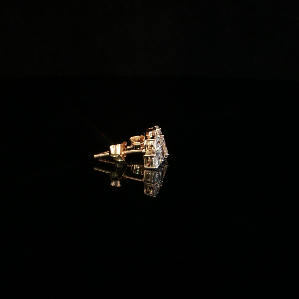1.11 CTW Multi-Shape Lab-Grown Diamond Cluster Stud Earrings in 14K Yellow Gold