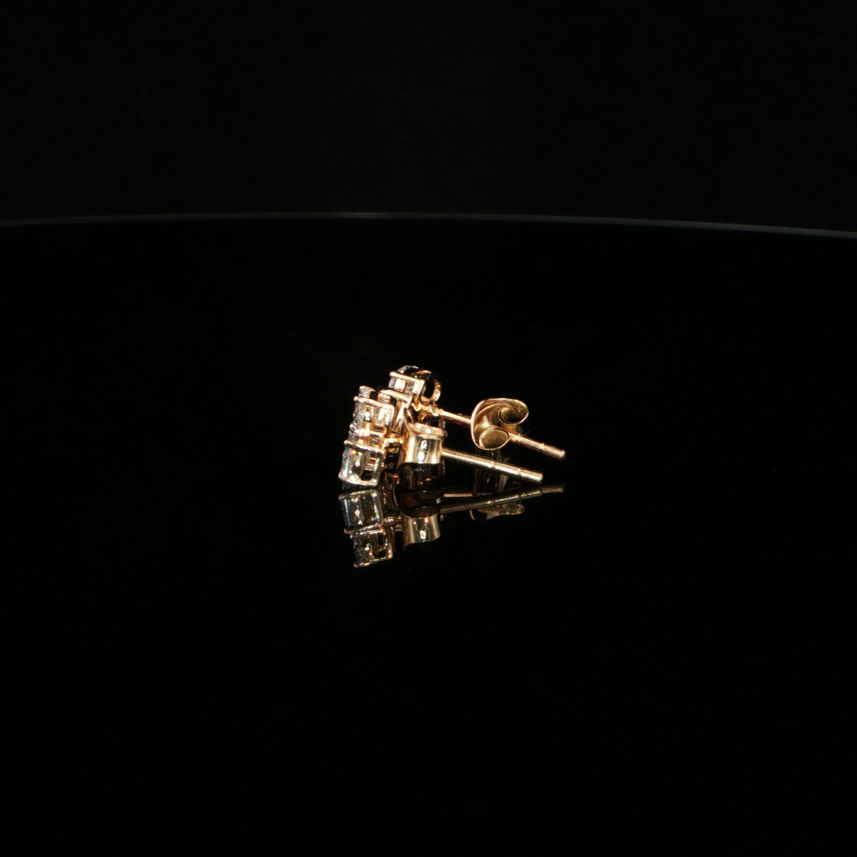 1.11 CTW Multi-Shape Lab-Grown Diamond Cluster Stud Earrings in 14K Yellow Gold