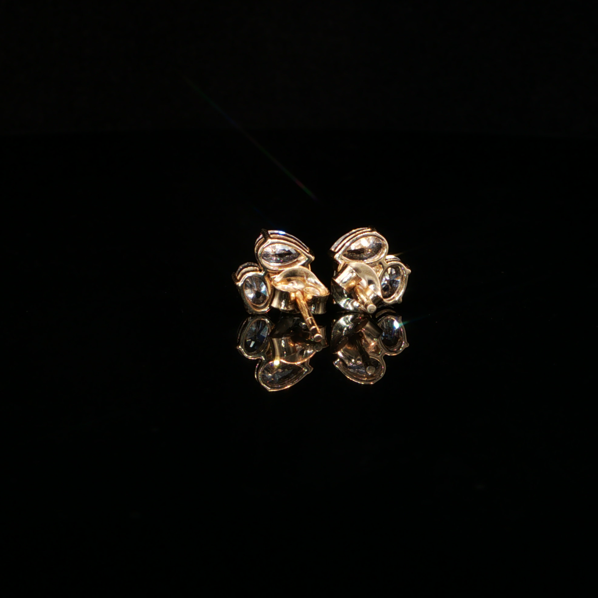 1.44 CTW Multi-Shape Lab-Grown Diamond Cluster Stud Earrings in 14K Yellow Gold