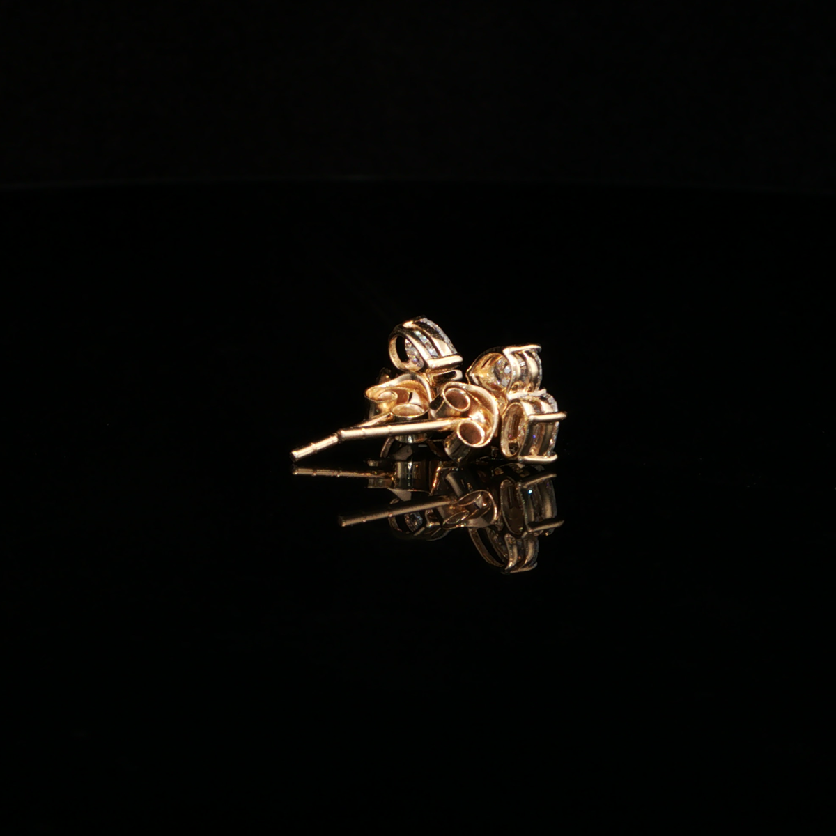 1.44 CTW Multi-Shape Lab-Grown Diamond Cluster Stud Earrings in 14K Yellow Gold