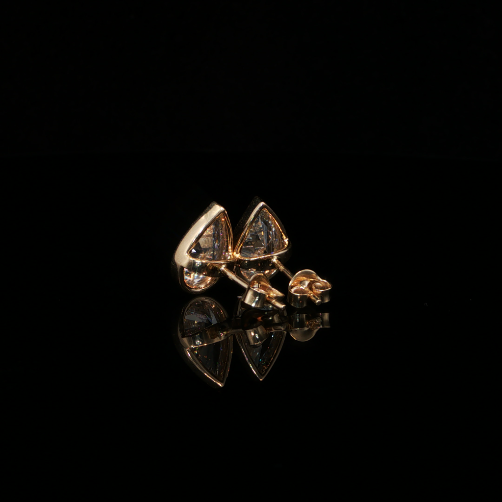 4.00 CTW Pear Cut Lab-Grown Diamond Bezel Stud Earrings in 14K Yellow Gold