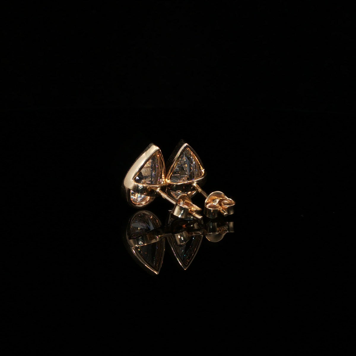 4.00 CTW Pear Cut Lab-Grown Diamond Bezel Stud Earrings in 14K Yellow Gold