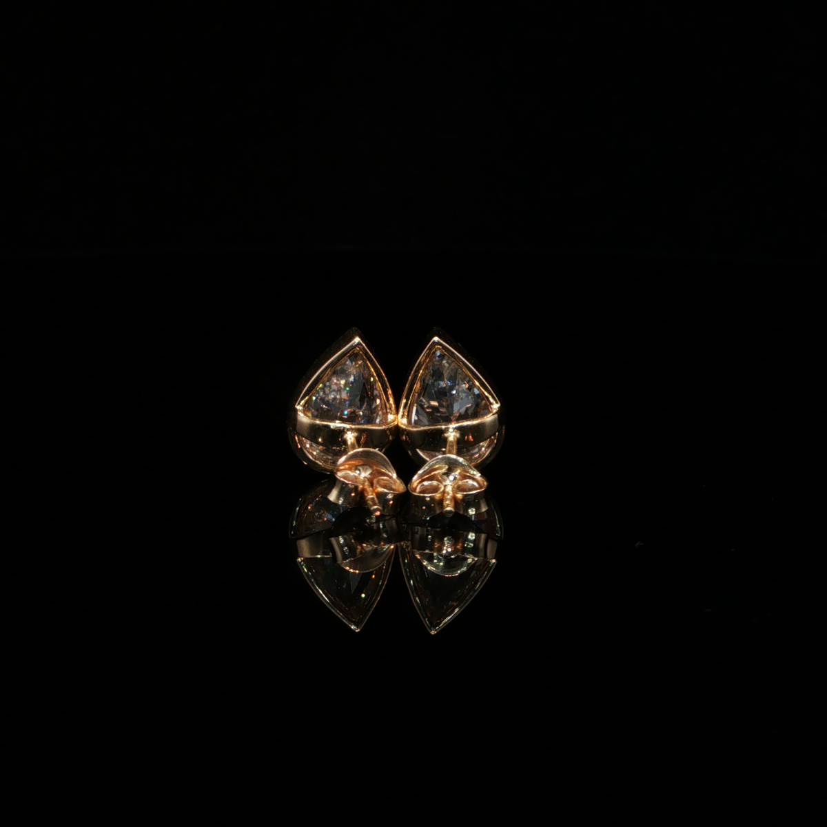 4.00 CTW Pear Cut Lab-Grown Diamond Bezel Stud Earrings in 14K Yellow Gold