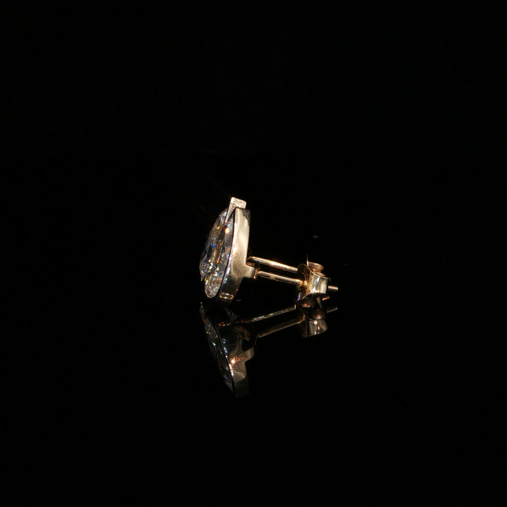 4.00 CTW Pear Cut Lab-Grown Diamond Bezel Stud Earrings in 14K Yellow Gold