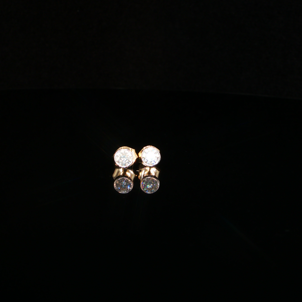 0.47 CTW Round Brilliant Cut Lab-Grown Diamond Bezel Stud Earrings in 14K Yellow Gold