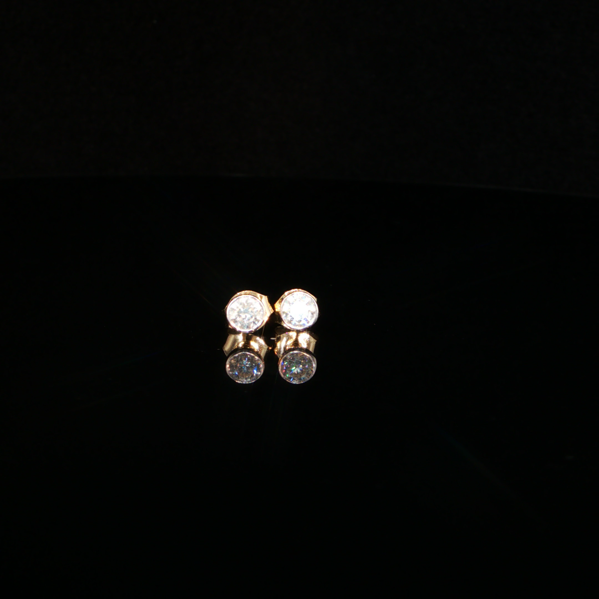 0.47 CTW Round Brilliant Cut Lab-Grown Diamond Bezel Stud Earrings in 14K Yellow Gold
