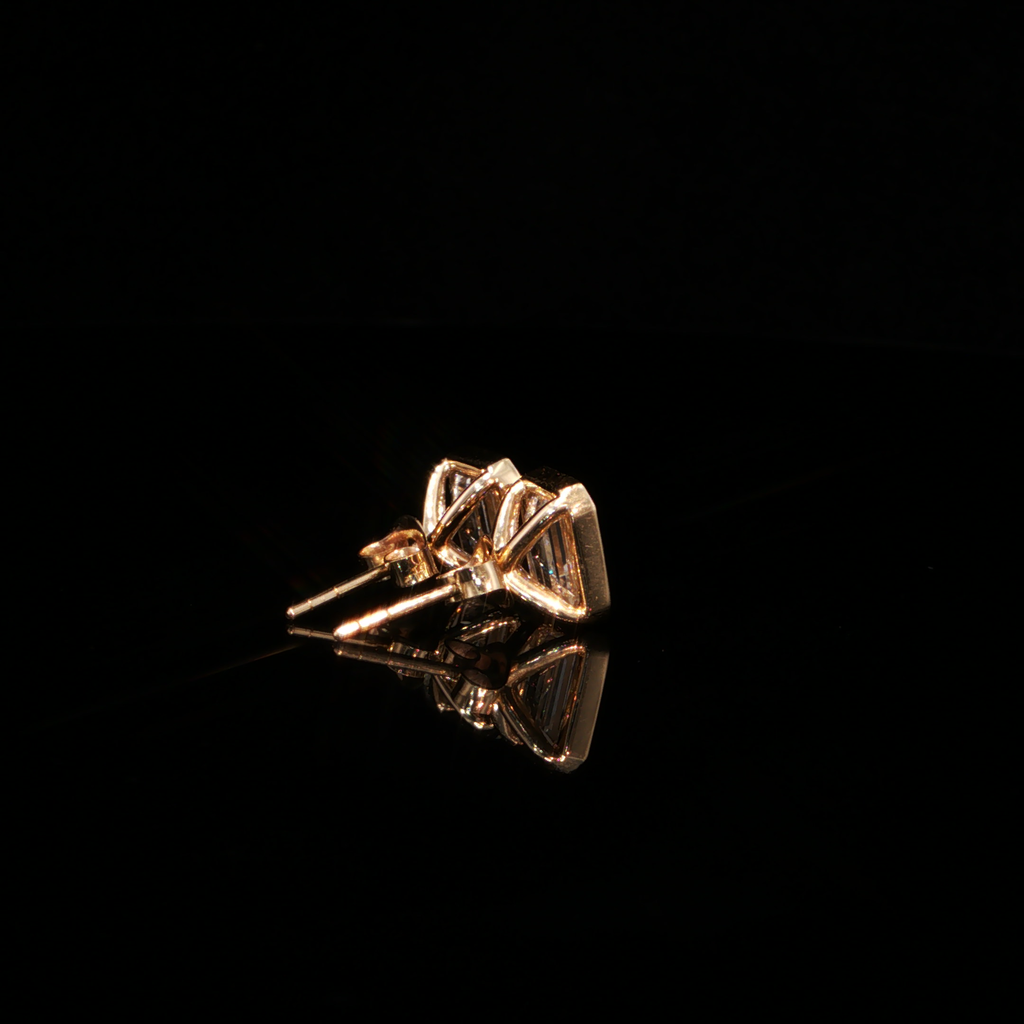 4.03 CTW Emerald Cut Lab-Grown Diamond Bezel Stud Earrings in 14K Yellow Gold