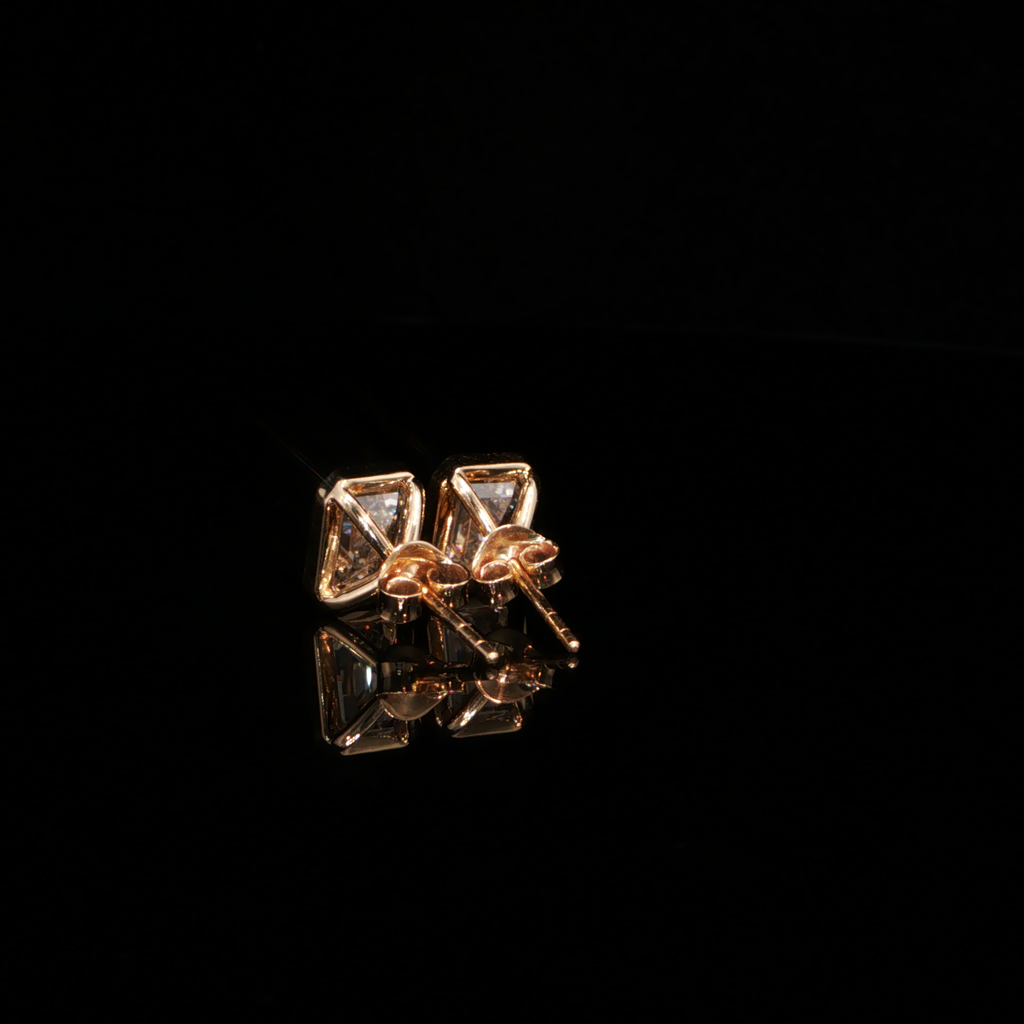 4.03 CTW Emerald Cut Lab-Grown Diamond Bezel Stud Earrings in 14K Yellow Gold