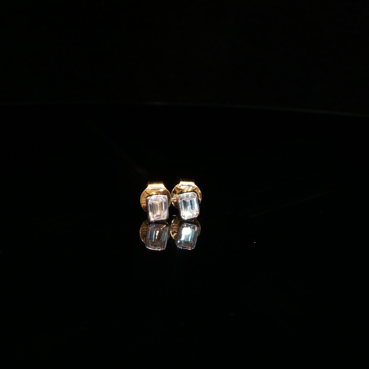 0.48 CTW Emerald Cut Lab-Grown Diamond Stud Earrings in 14K Yellow Gold