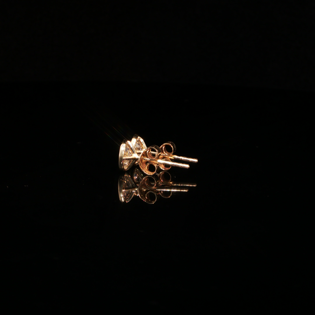 0.77 CTW Oval Cut Lab-Grown Diamond Bezel Stud Earrings in 14K Yellow Gold