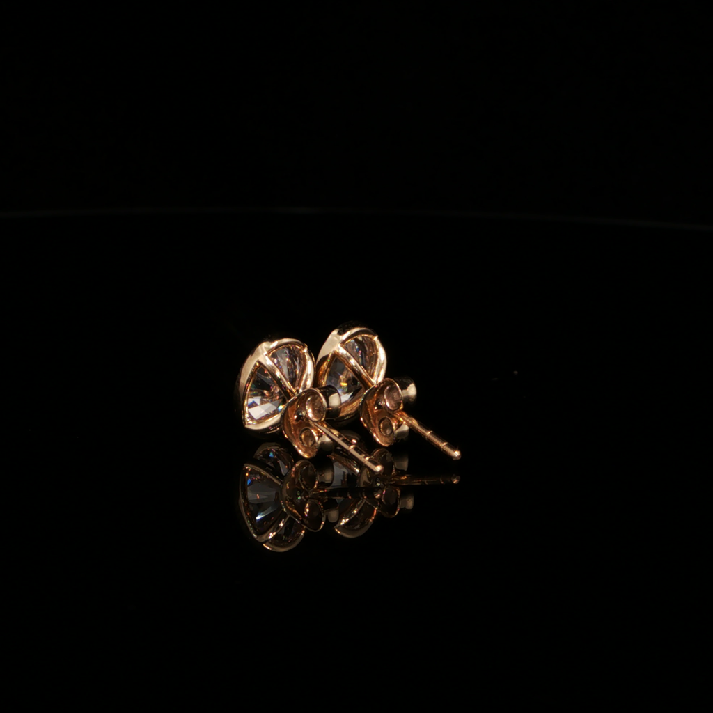 4.02 CTW Oval Cut Lab-Grown Diamond Bezel Stud Earrings in 14K Two Tone Gold