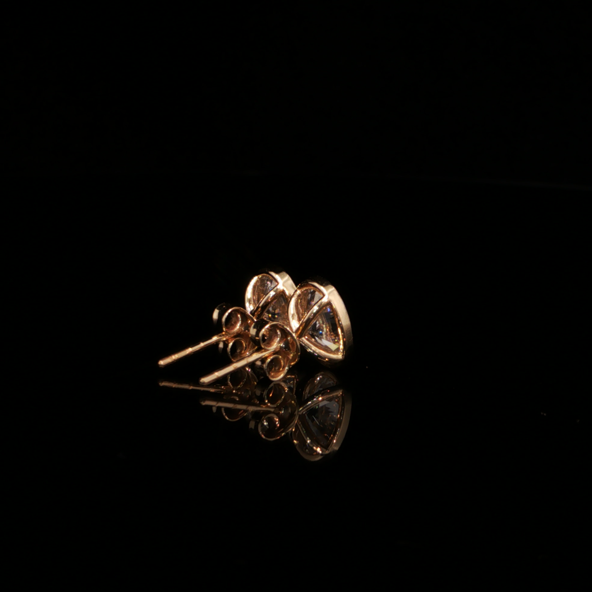 4.02 CTW Oval Cut Lab-Grown Diamond Bezel Stud Earrings in 14K Two Tone Gold
