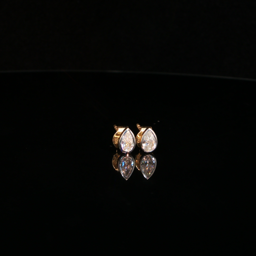 0.50 CTW Pear Cut Lab-Grown Diamond Stud Earrings in 14K Yellow Gold
